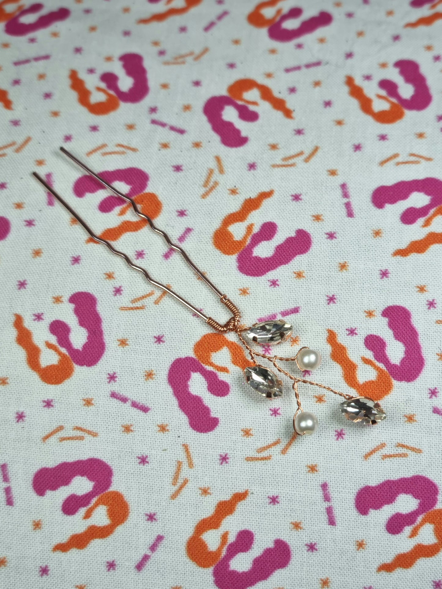 Wired Diamante & Pearl Hair Pins