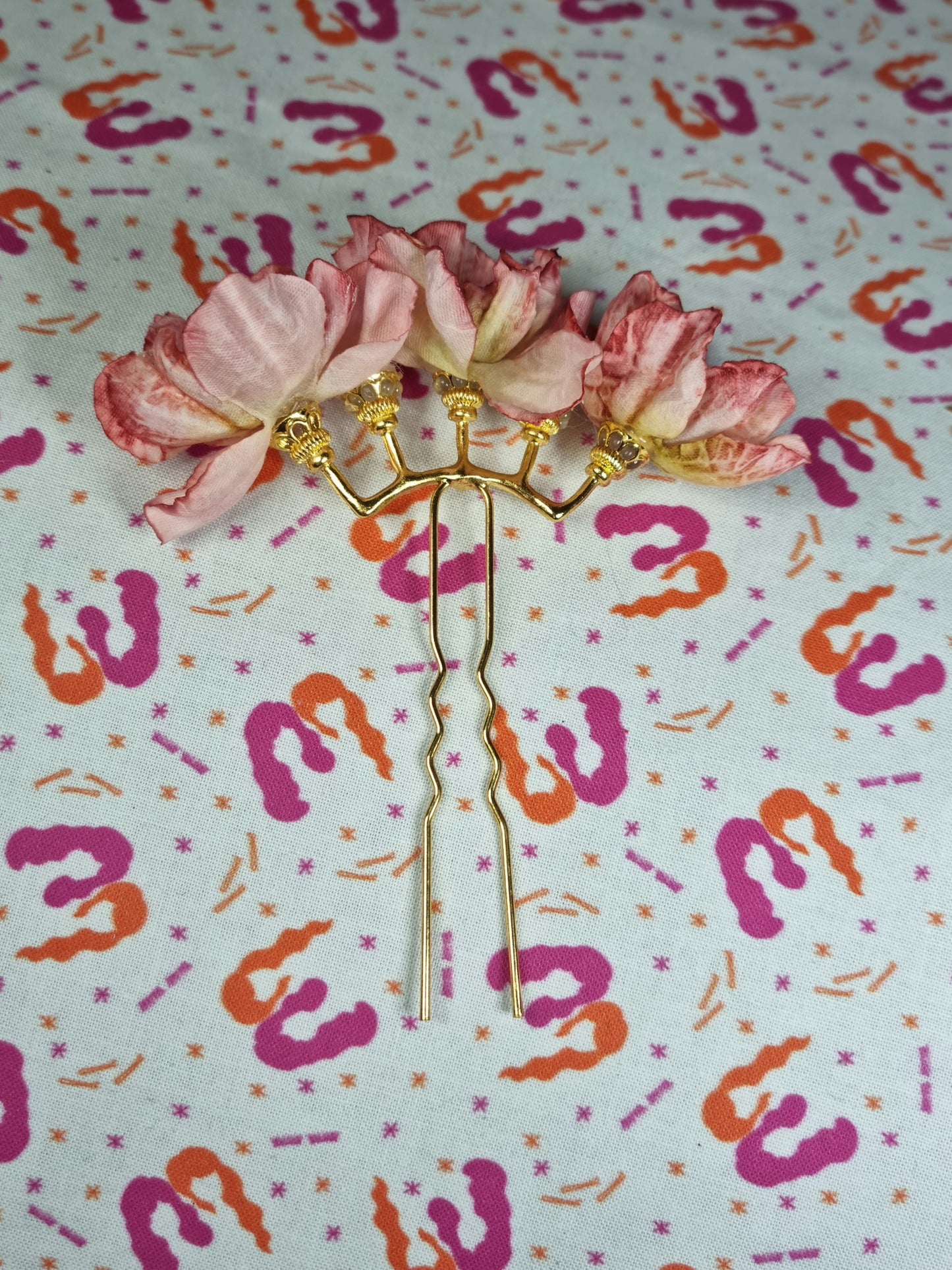Watercolour Flower & Pearl Hair Pins