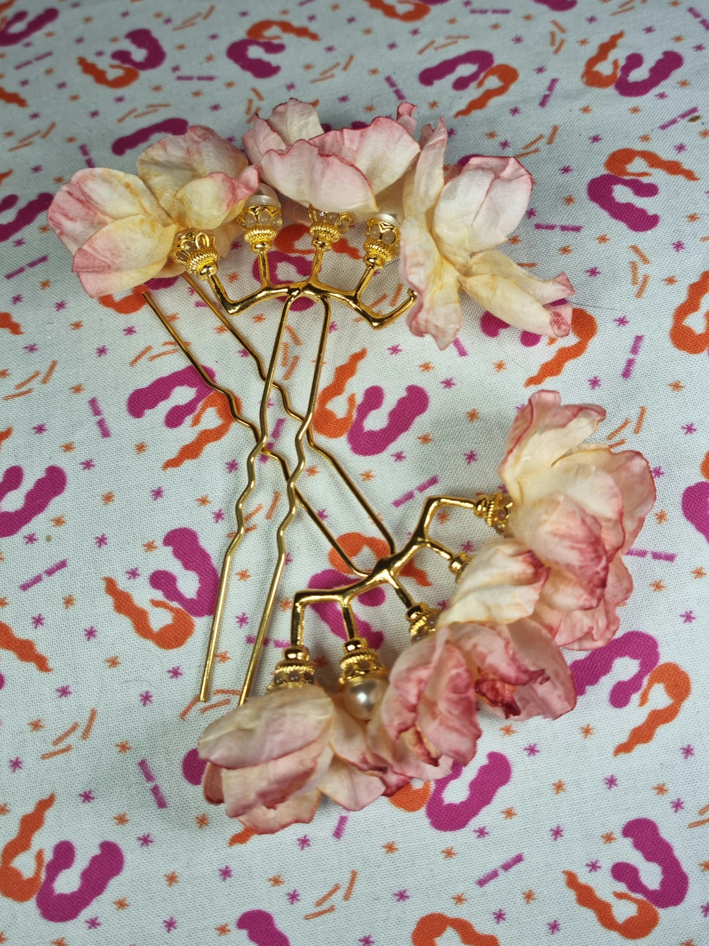 Watercolour Flower & Pearl Hair Pins