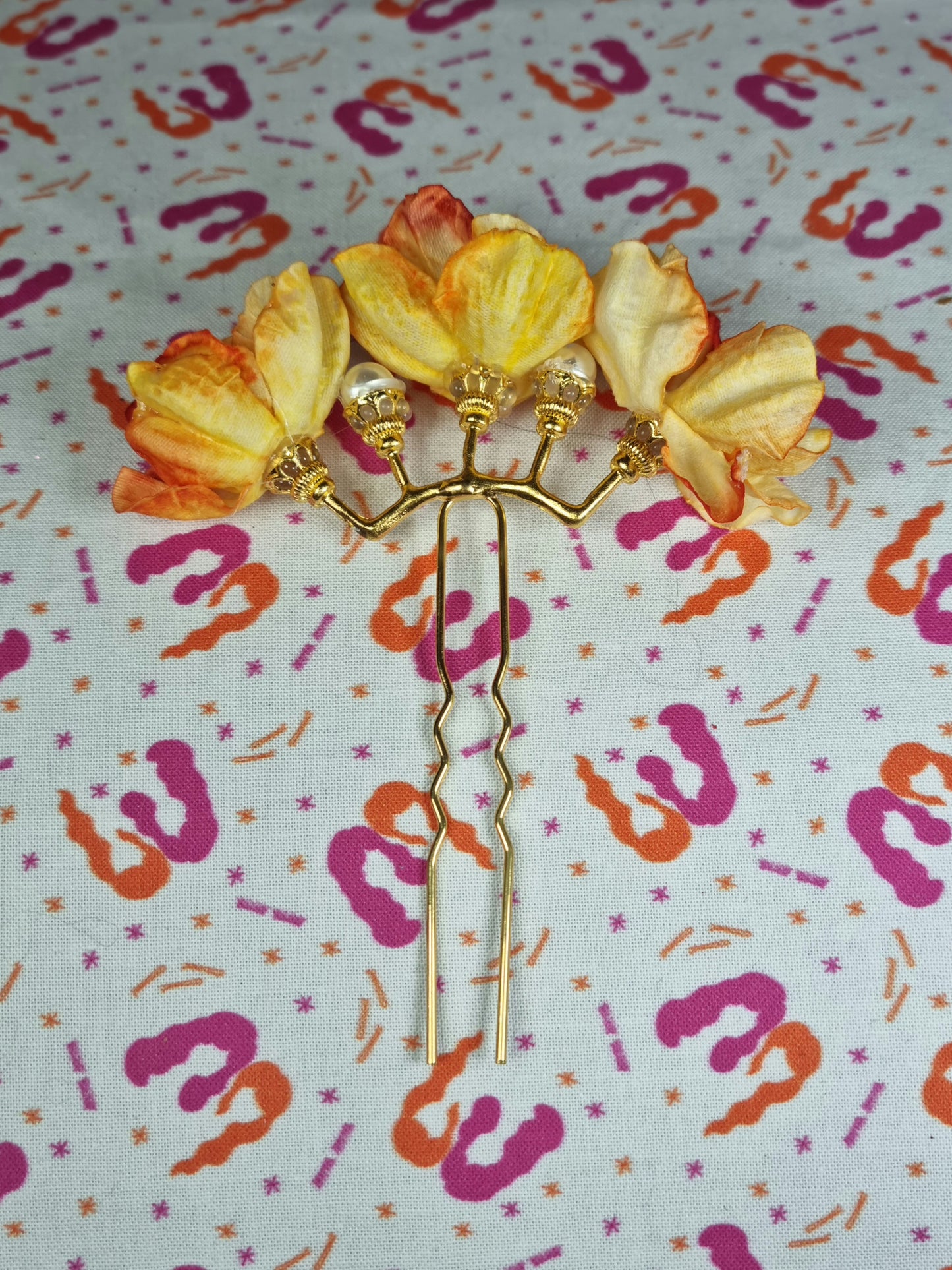 Watercolour Flower & Pearl Hair Pins