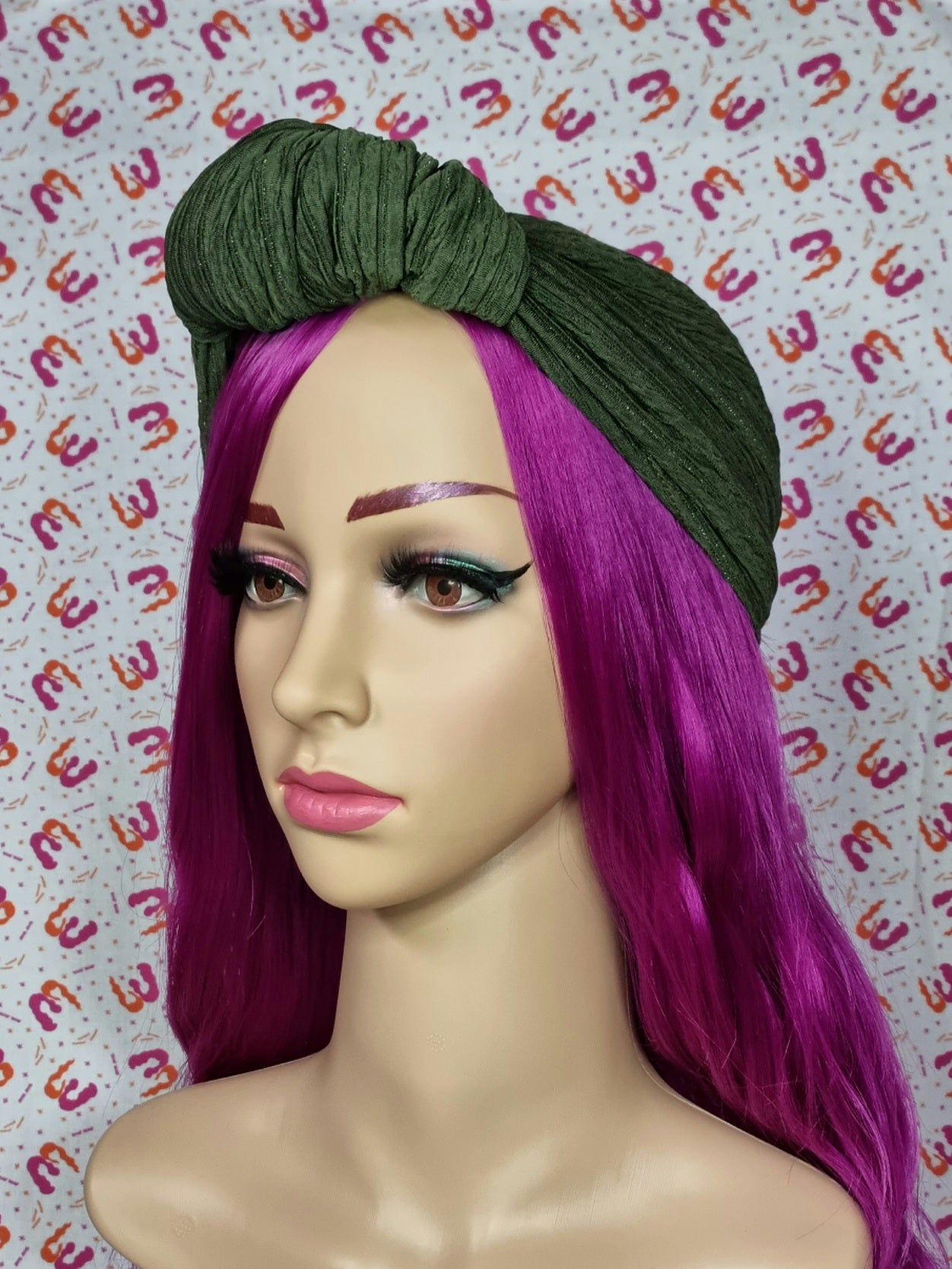 Slouchy Knot Turbans - Lurex Stripe Knit