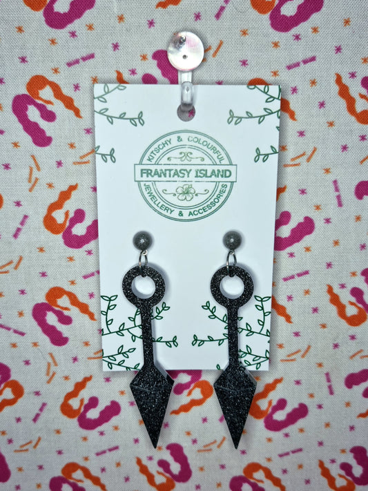 Gunmetal Grey Kunai Earrings
