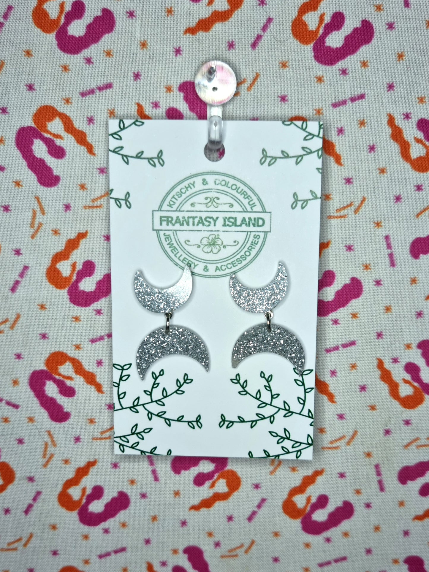 Silver Glitter Moon Drops