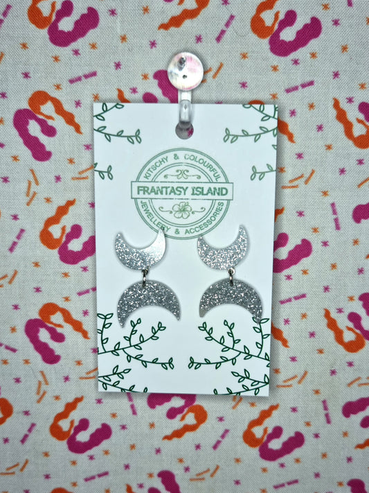 Silver Glitter Moon Drops