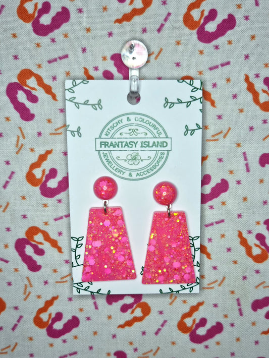 Coral Pink Glitter Rectangles
