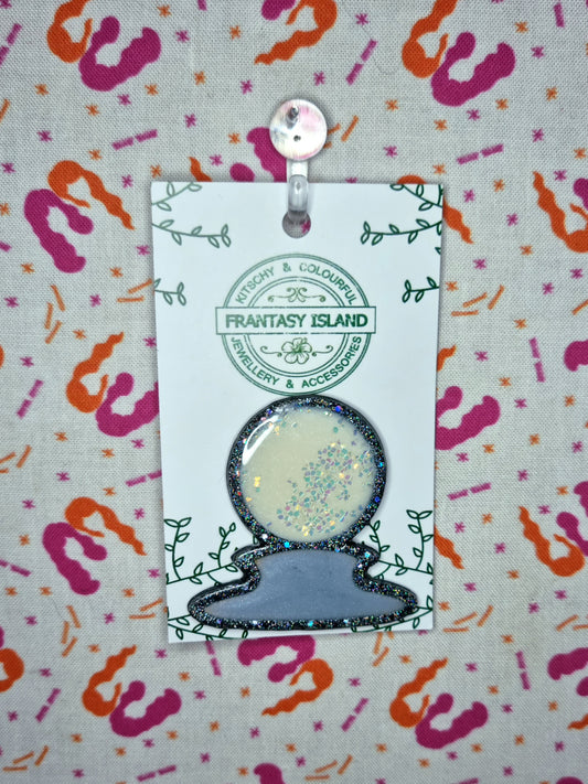 Grey & White Crystal Ball Pin
