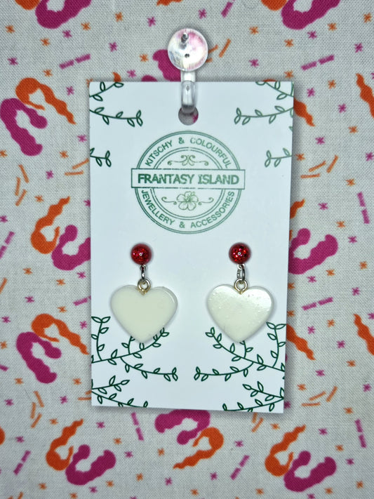 White & Red Glitter Heart Drops
