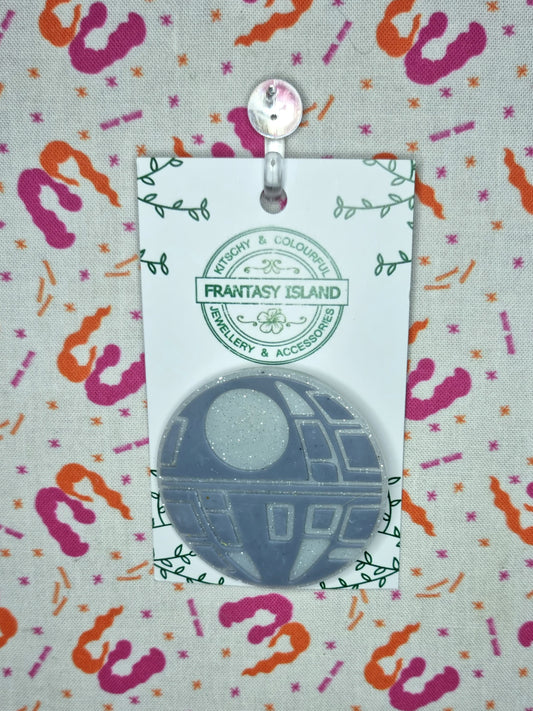 Glitter Death Star Brooch