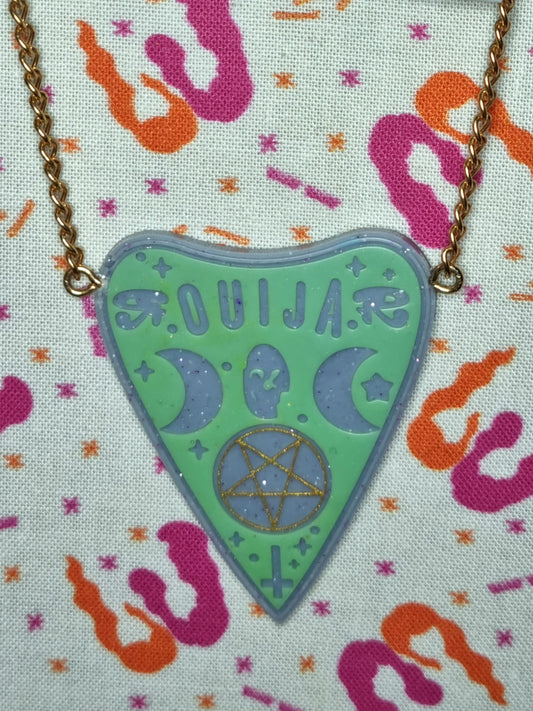 Planchette Necklace - Mint & Grey