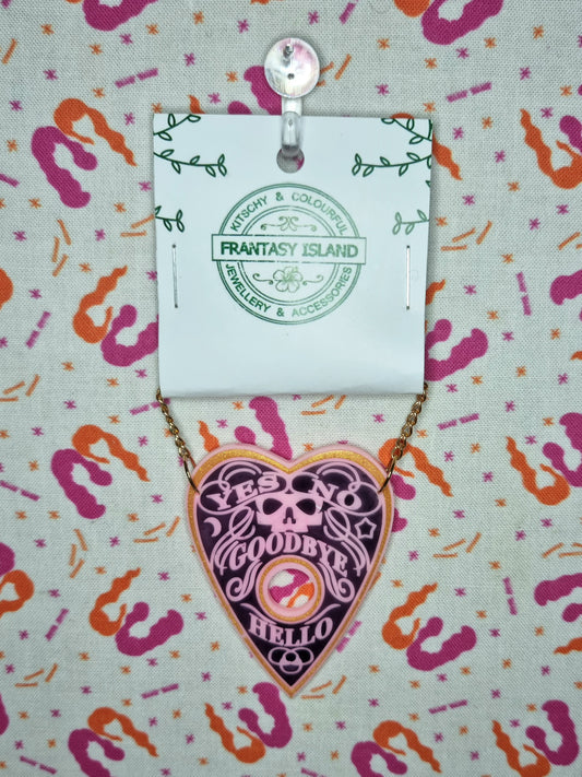 Planchette Necklace - Pink, Black & Gold