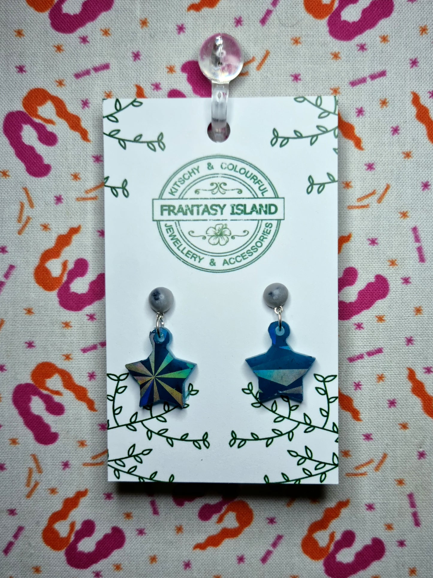 Teal Holographic Star Mini-Drops