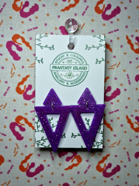 Electric Purple Glitter Pyramid Drops