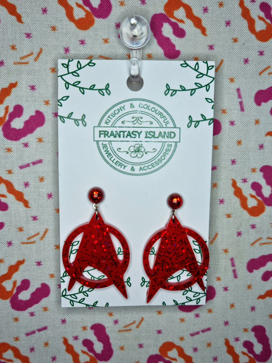 Red Starfleet Insignia Earrings