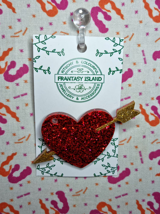 Shot Through the Heart Brooch - Red