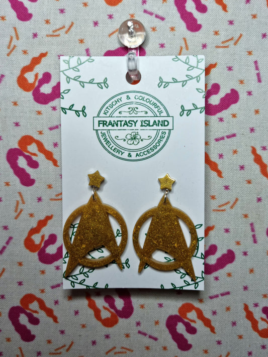 Gold Starfleet Insignia Earrings