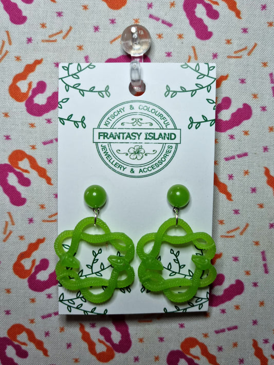 Apple Green Snake Hoops