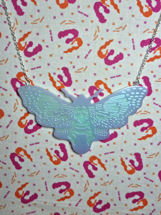 Lilac & Mint Death's Head Moth Necklace