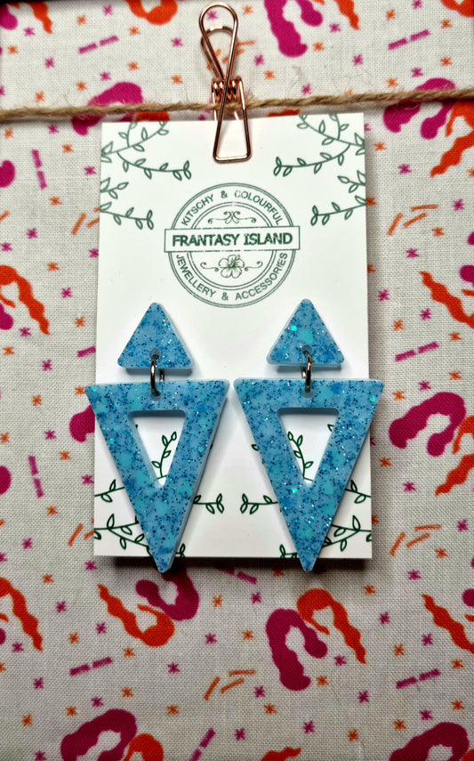 Pale Blue Glitter Pyramid Drops