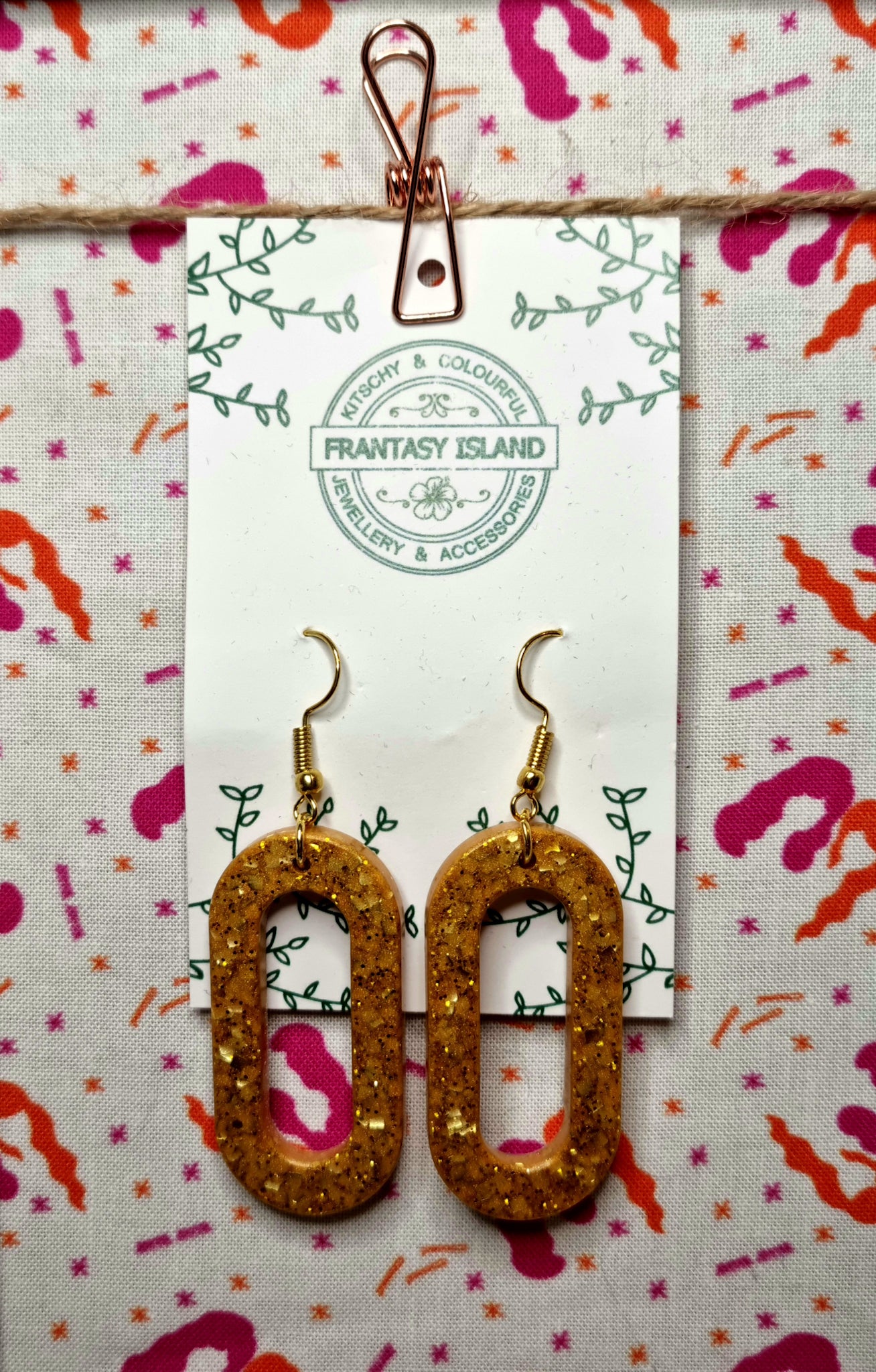 Deep Gold Glitter Oval Drops