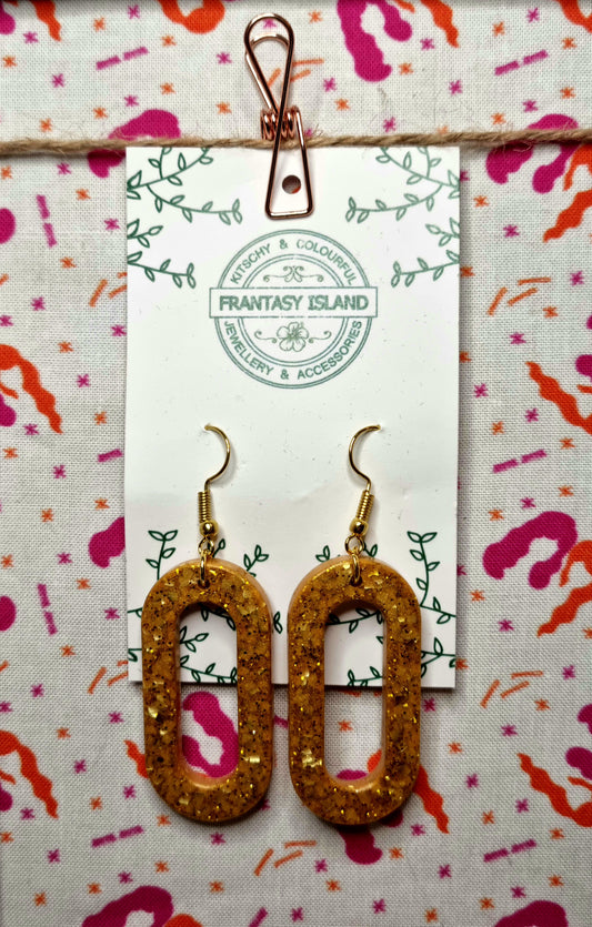 Deep Gold Glitter Oval Drops