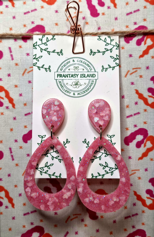 Candy Pink Glitter Teardrops