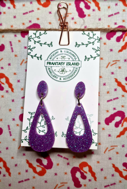 Lilac Glitter Narrow Teardrops