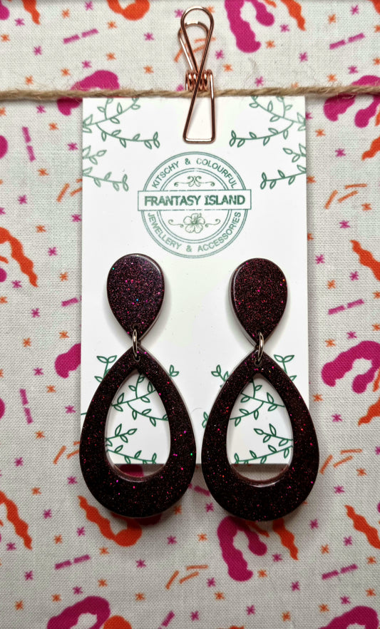 Deep Plum Glitter Teardrops