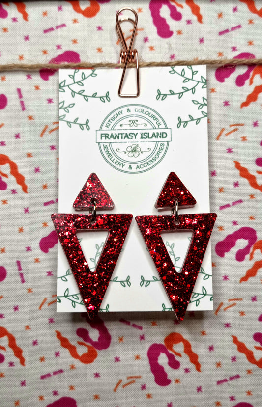 Red Glitter Pyramid Drops