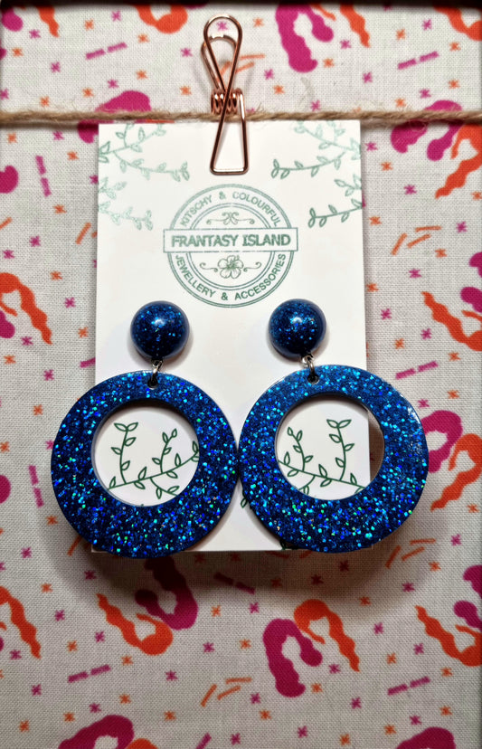 Cobalt Glitter Hoops