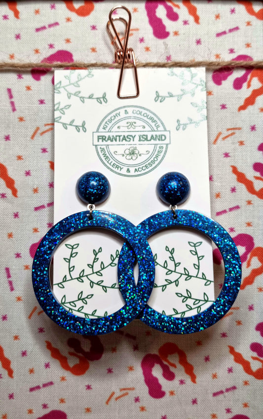 Cobalt Glitter Hoops
