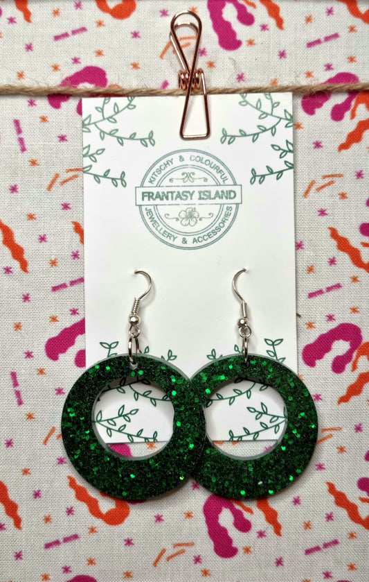 Emerald Glitter Hoops