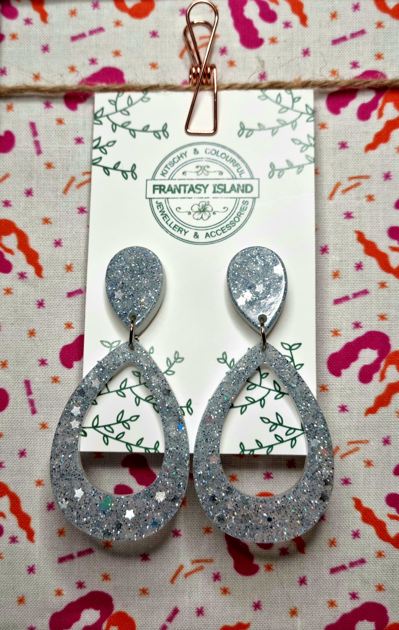 Ice Blue Glitter Teardrops