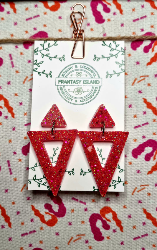 Coral Glitter Pyramid Drops
