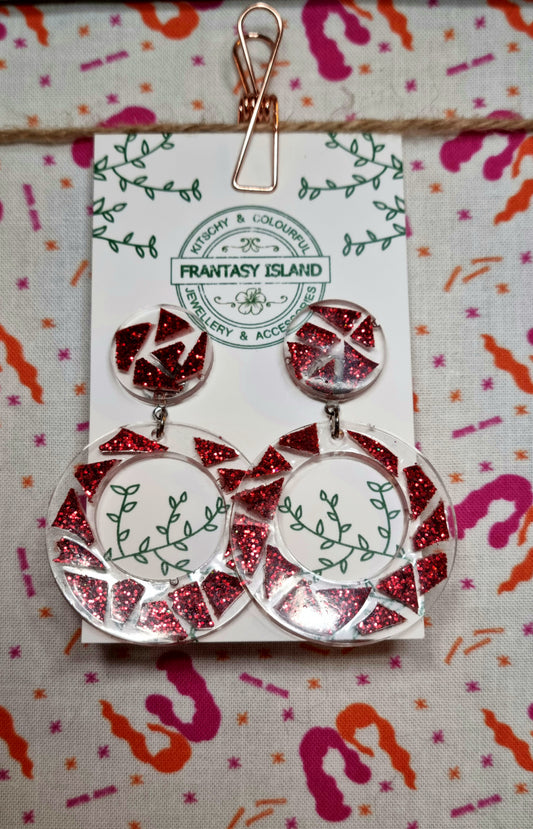 Red Glitter Terazzo Hoops