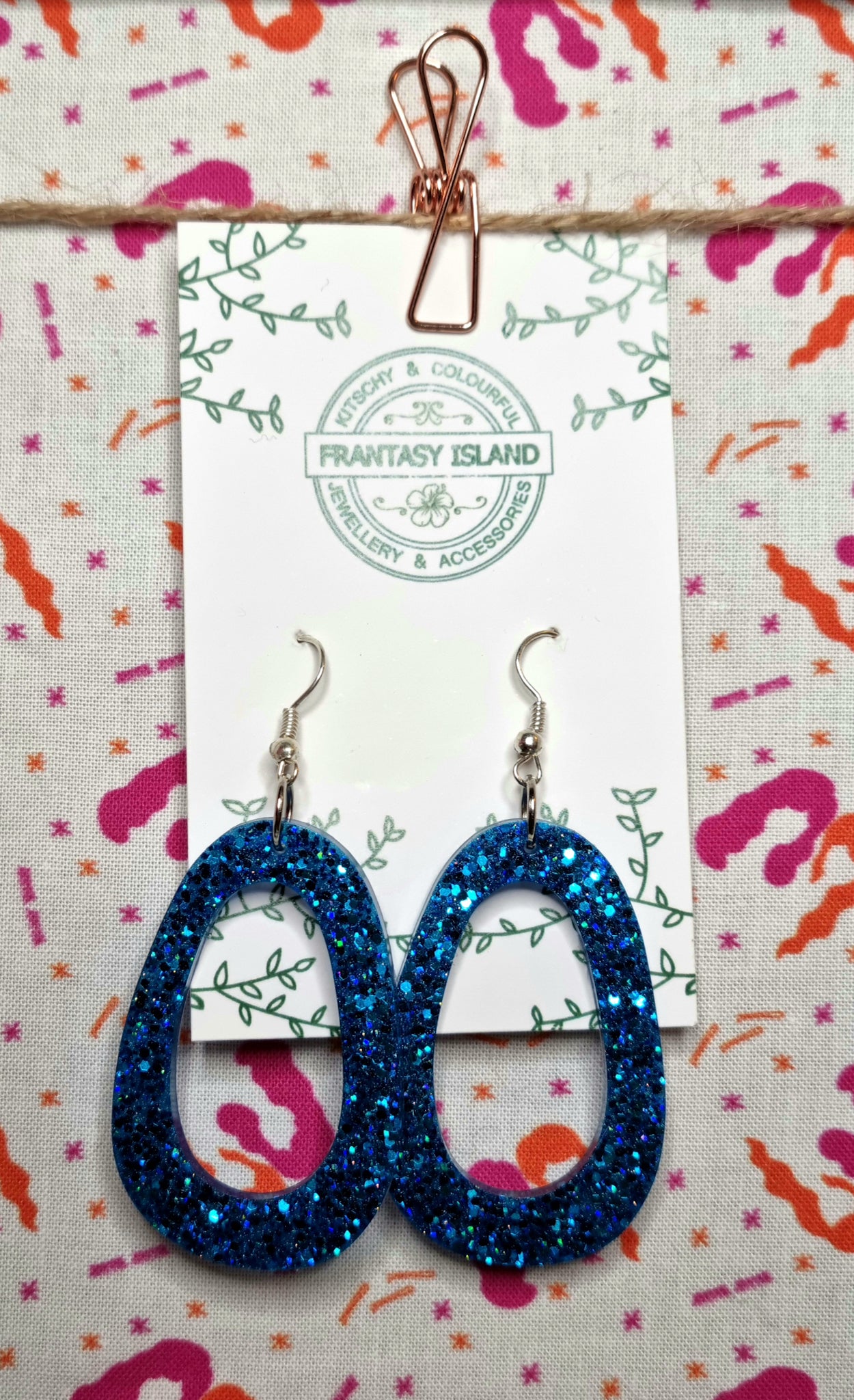 Cobalt Glitter Teardrops