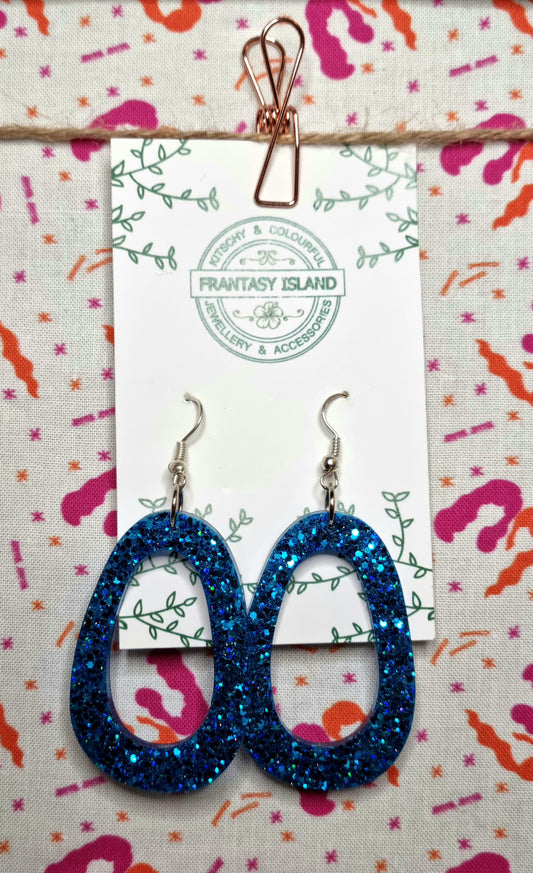 Cobalt Glitter Teardrops