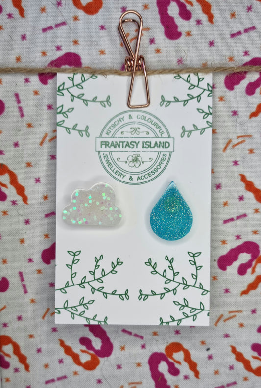 Cloud Drop Glitter Studs