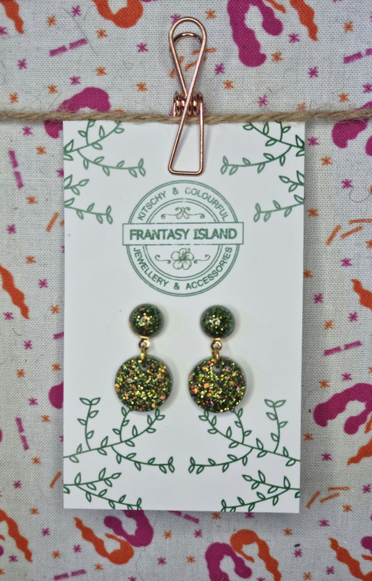Olive Green Glitter Mini Drops