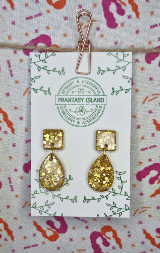 Gold Glitter Teardrops