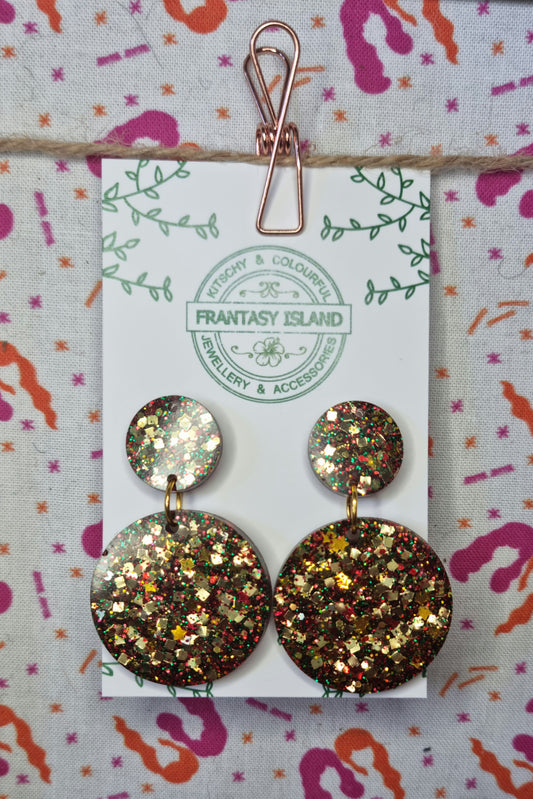 Red, Gold & Green Glitter Disc Drops