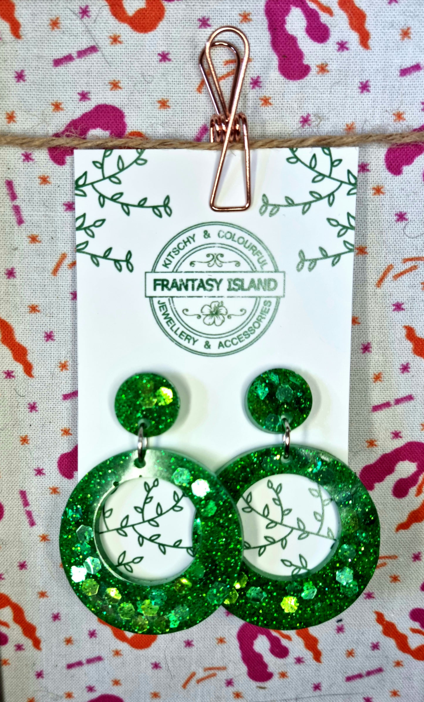 Emerald Glitter Hoops