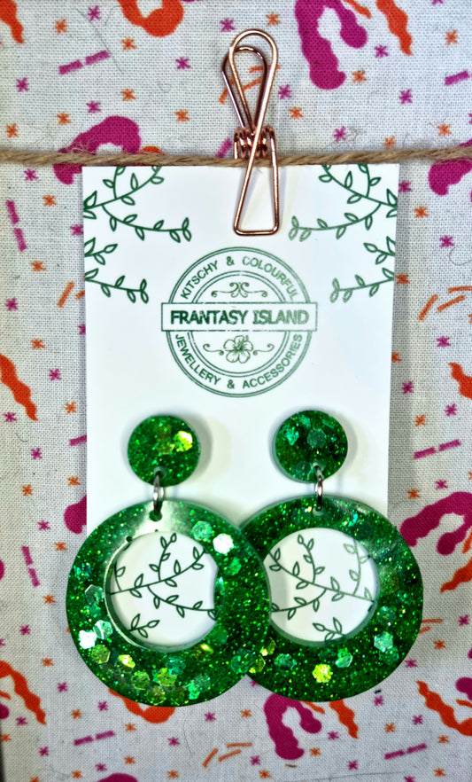 Emerald Glitter Hoops