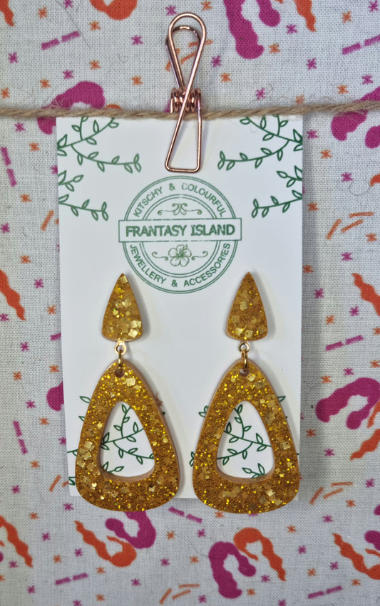 Deep Gold Glitter Teardrops