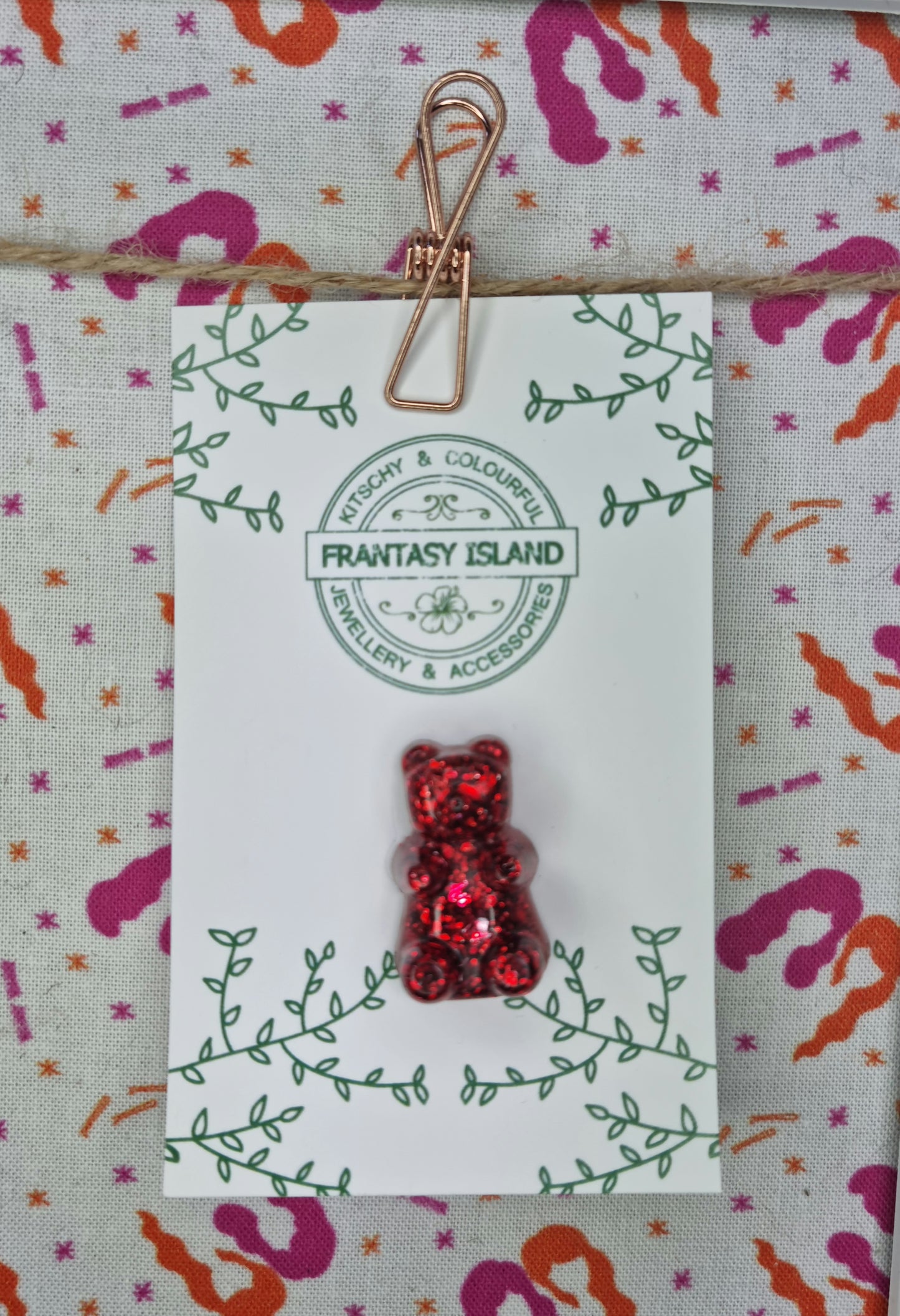 Red Glitter Gummy Bear Pin