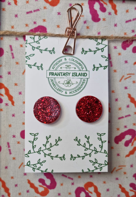 Red Glitter Studs