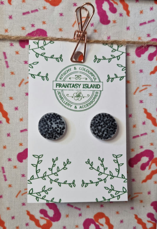 Matte Black & Grey Glitter Studs