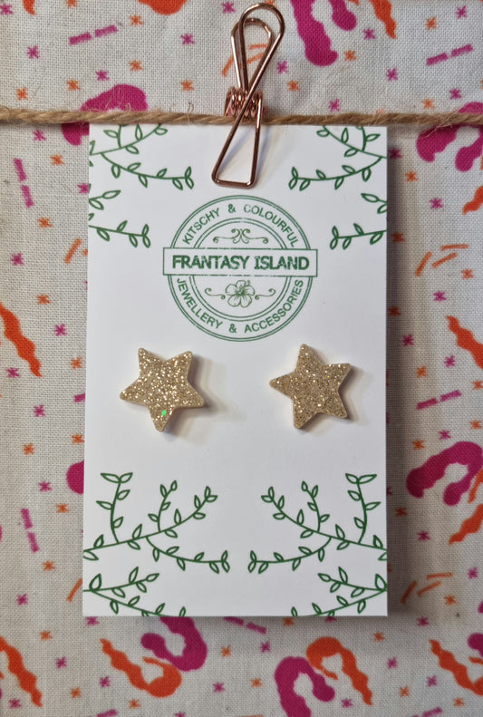 Pale Gold Star Studs