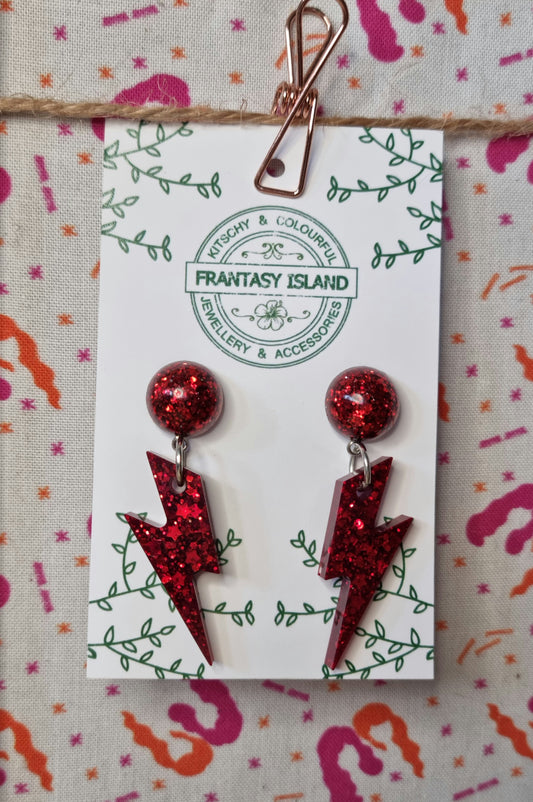 Red Glitter Lightening Bolts