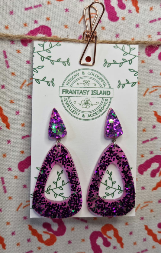 Purple & Green Glitter Teardrops