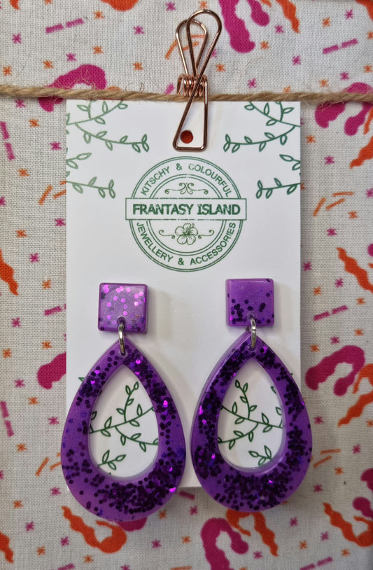 Electric Purple Glitter Teardrops
